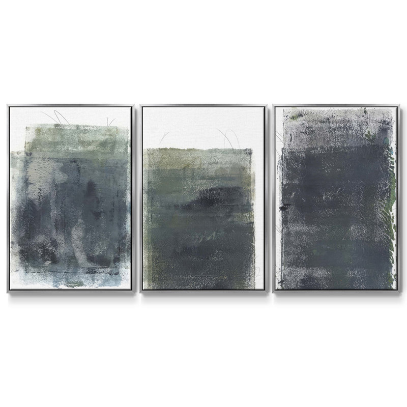 Spring Trio I, ensemble de 3 toiles encadrées sur toile, H 40 po x l 78 po, Argent