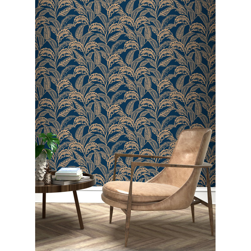 Mozambique 10.05m x 53cm Glimmer Wallpaper Roll, Navy