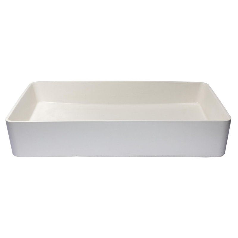 Eden Bath 14'' Concrete Rectangular Bathroom Sink, White