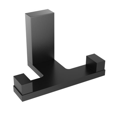 Erupt Wall-Mounted Double Towel Hook - Matte Black, Premium Brass Construction, Installation Hardware Included