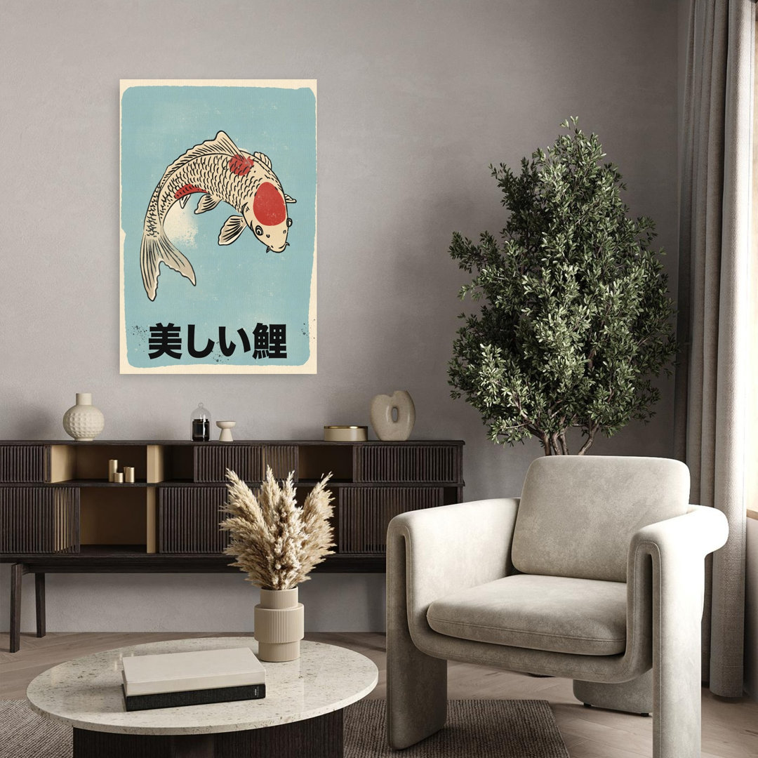 Beautiful Japanese Koi Minimalist Peaceful Serene Fish Nature Wall Art Print