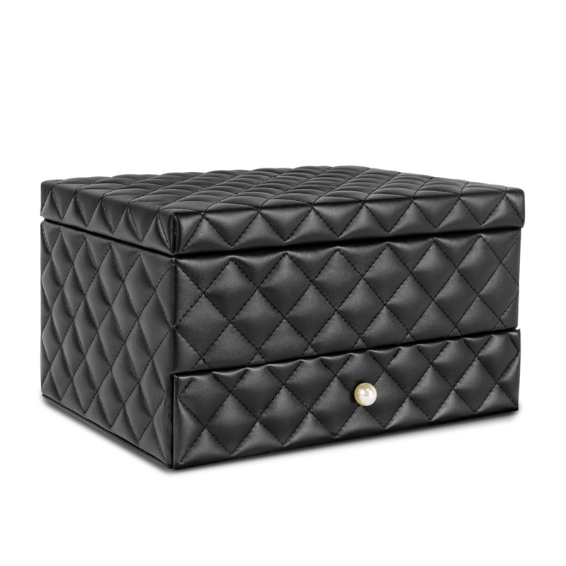 2-layer Jewelry Watch Organizer Box With Mirror