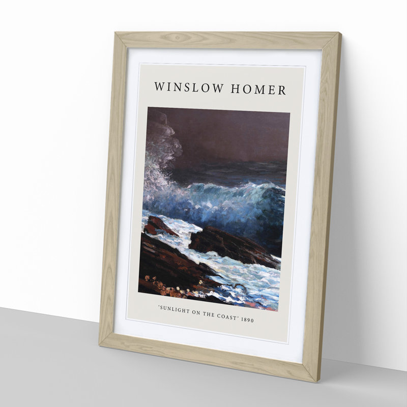 Sunlight On The Coast by Winslow Homer - Single Picture Frame Print, Oak Framed, 65cm H x 48cm W x 2cm D