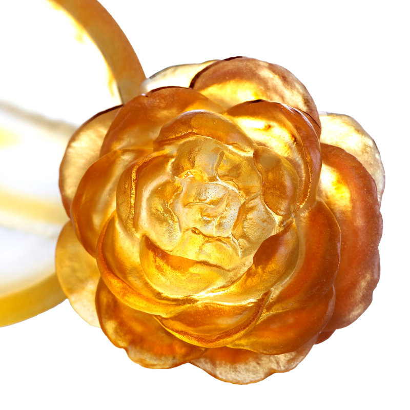 Sculpture Camellia Bloom Destinée harmonie, Ambre foncé / ambre clair