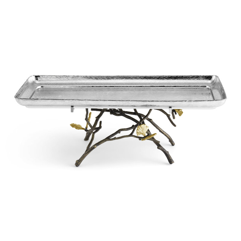 Butterfly Ginkgo Footed Tray, 6.75" H x 18" W x 12" D