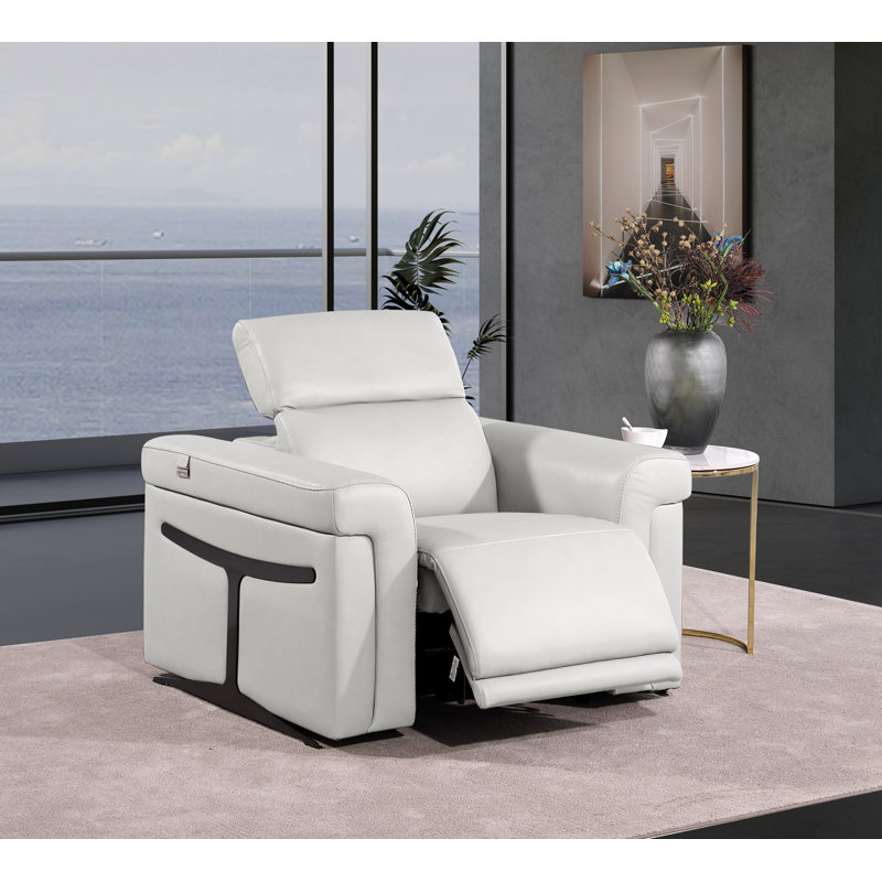 Fauteuil inclinable électrique Don cuir, Gris clair