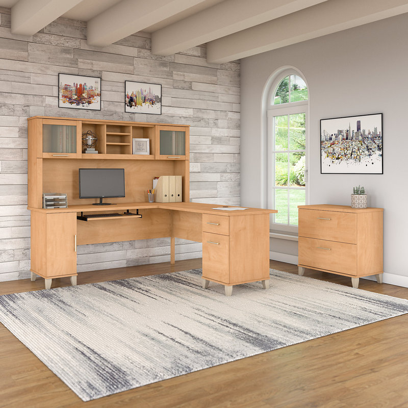 Magomed 3 Piece Computer Desk Office Set, Maple Cross