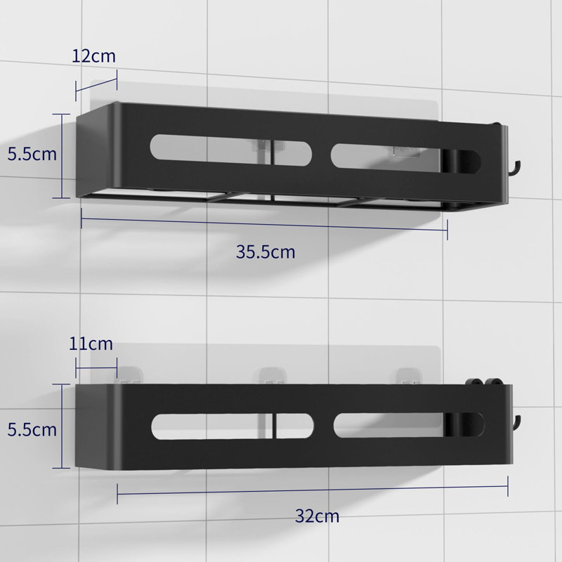 Adhesive Shower Shelf, Black