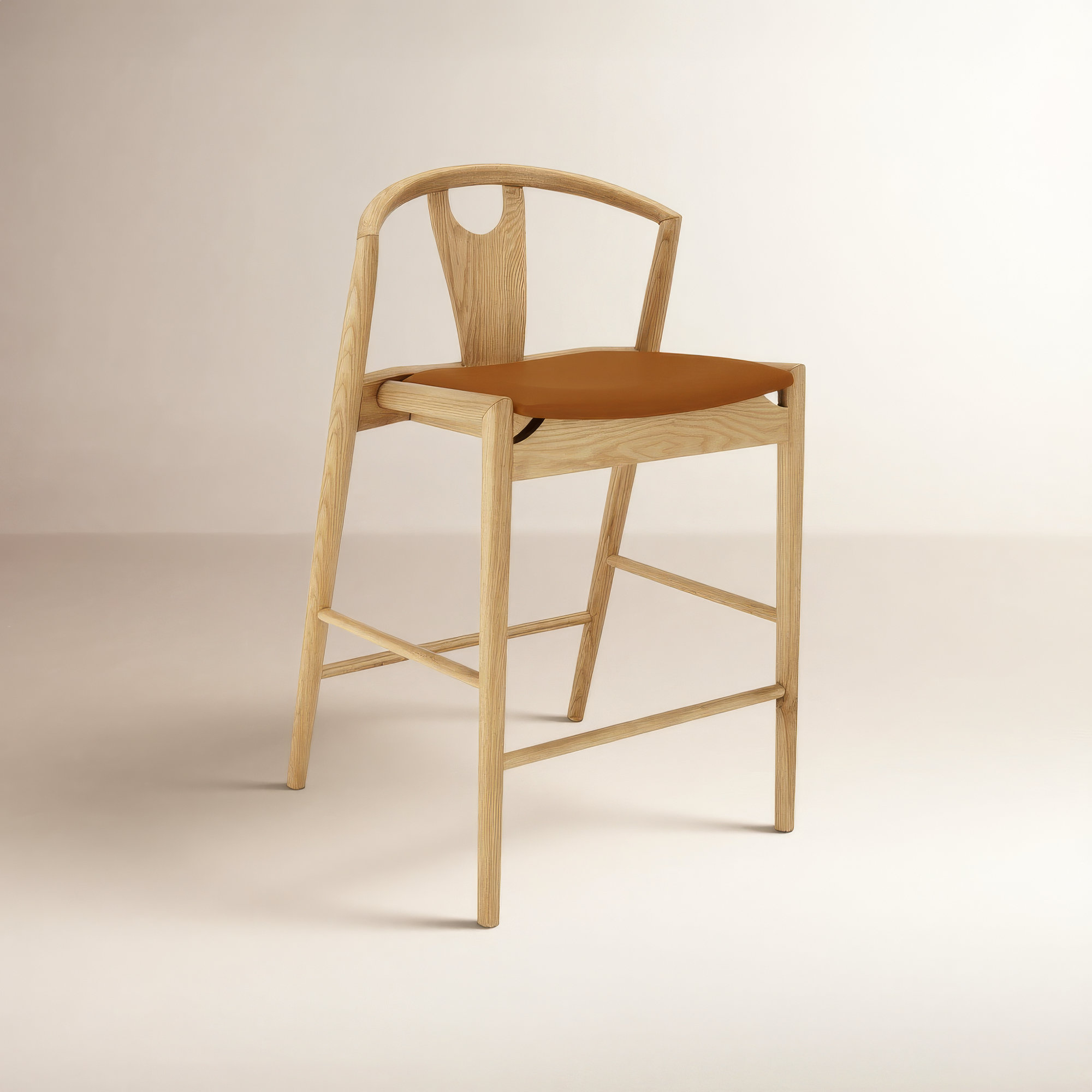 Ambra Vegan Leather Counter Stool, Tan/Brown