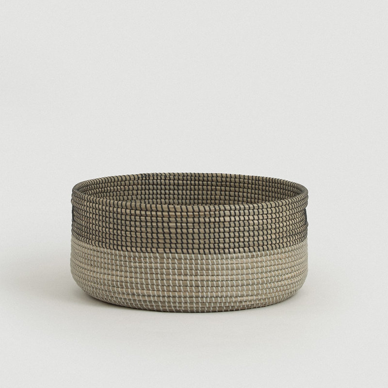 Westerleigh Black Medina Seagrass Floor Basket, Beige/White/Black
