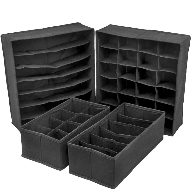 Sorbus Set of 4 Foldable Drawer Dividers and Closet Organizer, Black