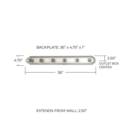 Barre d'éclairage de salle de bain à intensité variable 6 lumières Lynwood