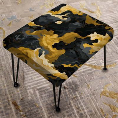 Gilded Concealment - Camouflage Rectangle Ottoman