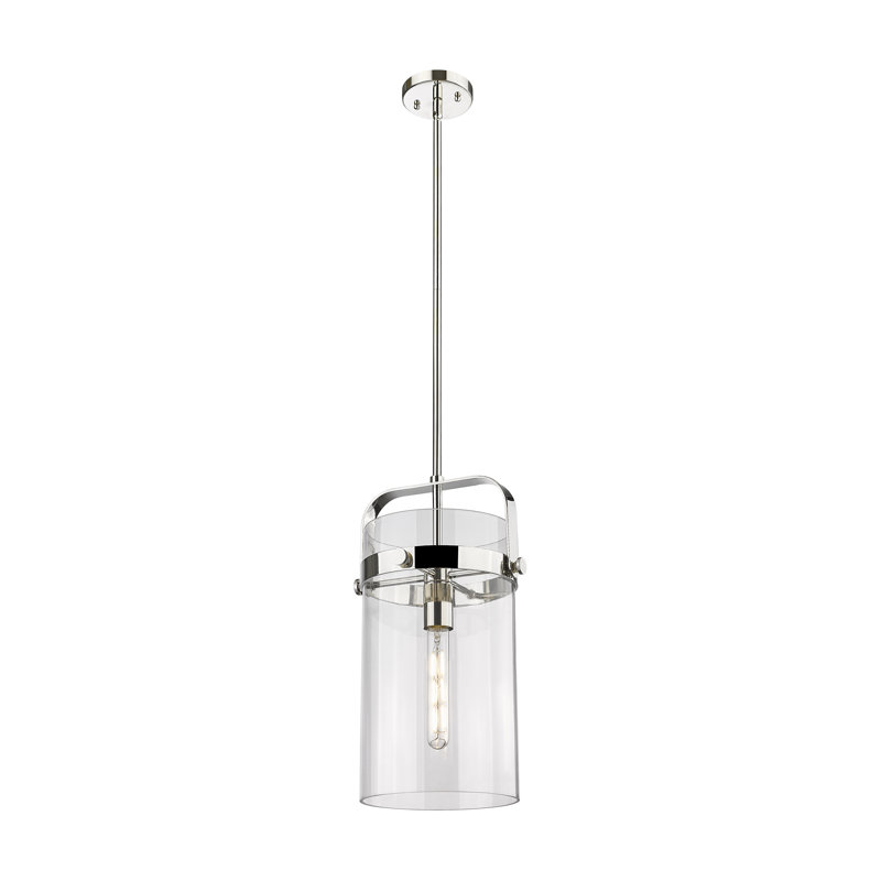 Luminaire suspendu à colonne 4 lumières Erie, Clair, H 14 po x l 8 po x P 8 po, Nickel poli
