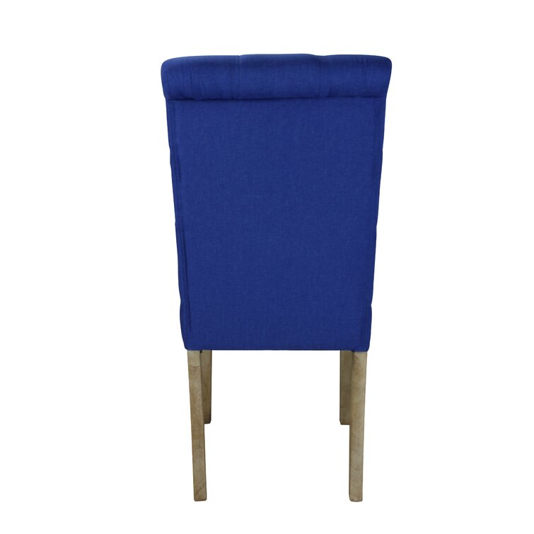 Stanly Rolled Upholstered Parsons Chair (Set of 2) Highland Dunes Upholstery Color: Cobalt