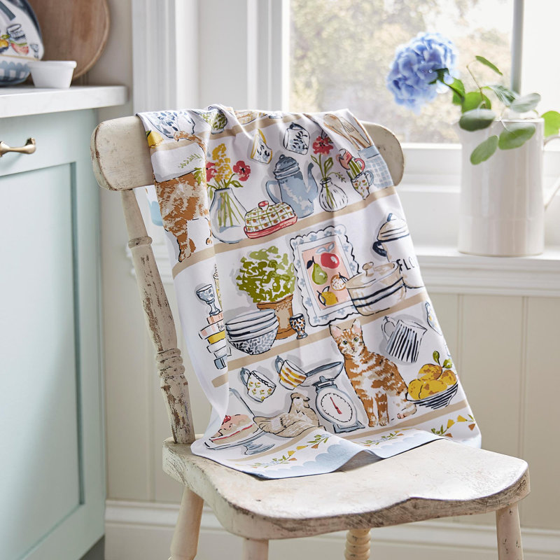 Pantry Cats Floral Tea Towel Kitchen Towel