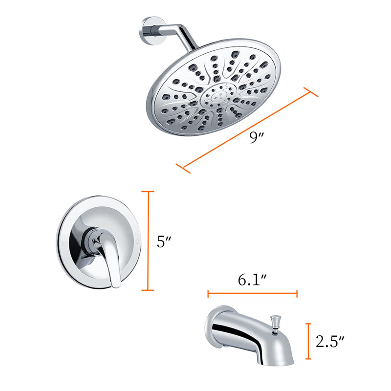 All-In-One Kit with Rough in-Valve, Chrome
