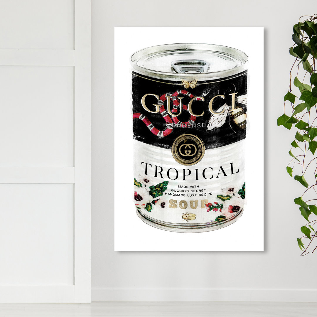 Fashion and Glam Italian Luxe Soup, Glam Black - Graphic Art on Canvas Oliver Gal Prints