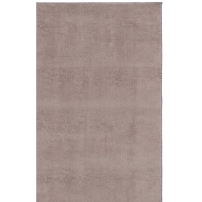 Tapis uni en polyester tissé à la machine de couleur taupe