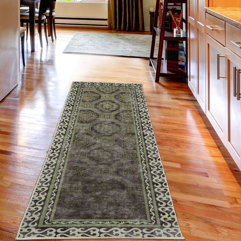 Mahbir Ethnic High Density Long Fiber Poly Threads Decorative Area Rug Carpet, Runner 2' x 5'