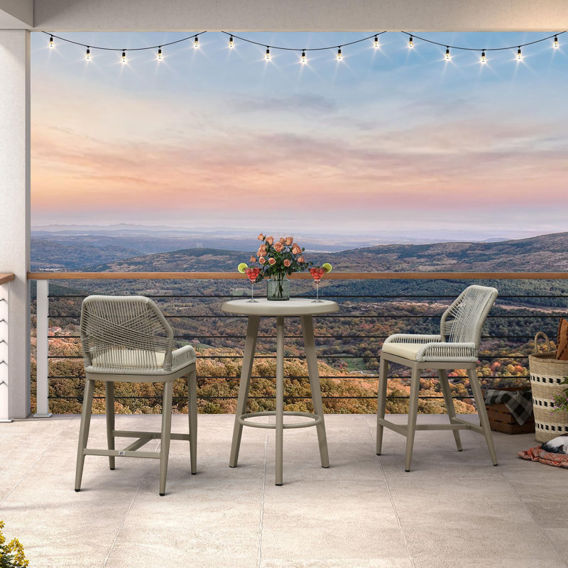  Table de bar Patio, Champagne, 37.4" H x 33.46" W x 33.46" D