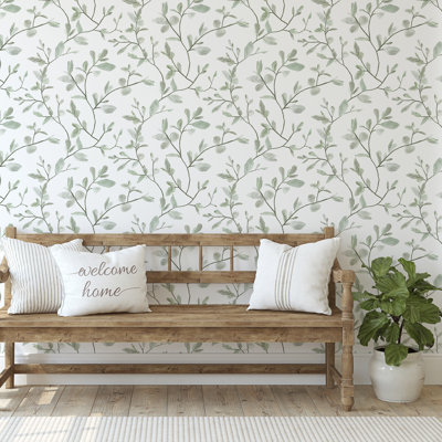 Superfresco Easy Eugenie Leaf Trail Green Wallpaper