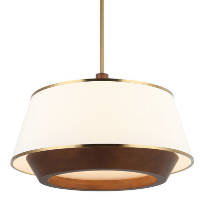Luminaire suspendu 6 lumières Desert Flyer - Laiton satiné / noyer moyen