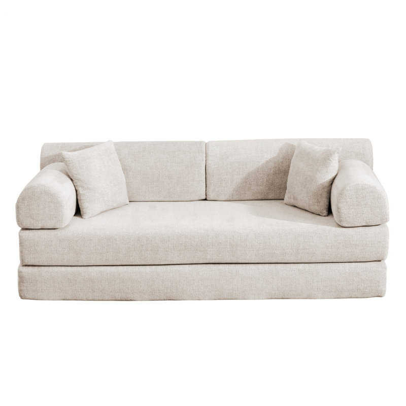 Canapé-lit convertible pour salon et chambre à coucher, Tissu brun clair clair