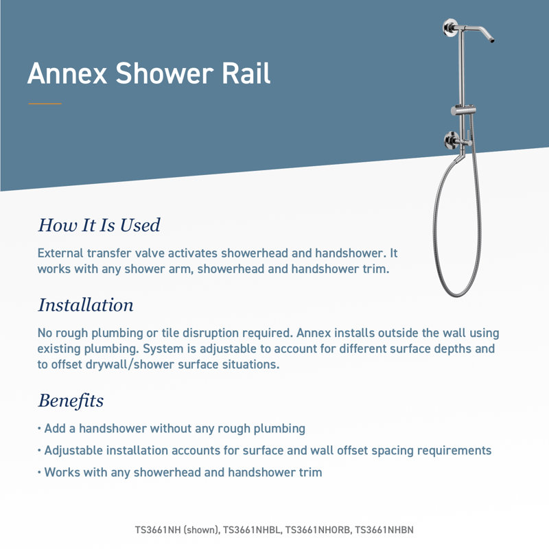 Moen Annex Rail Slide Bar Shower Pipe, Brushed Nickel