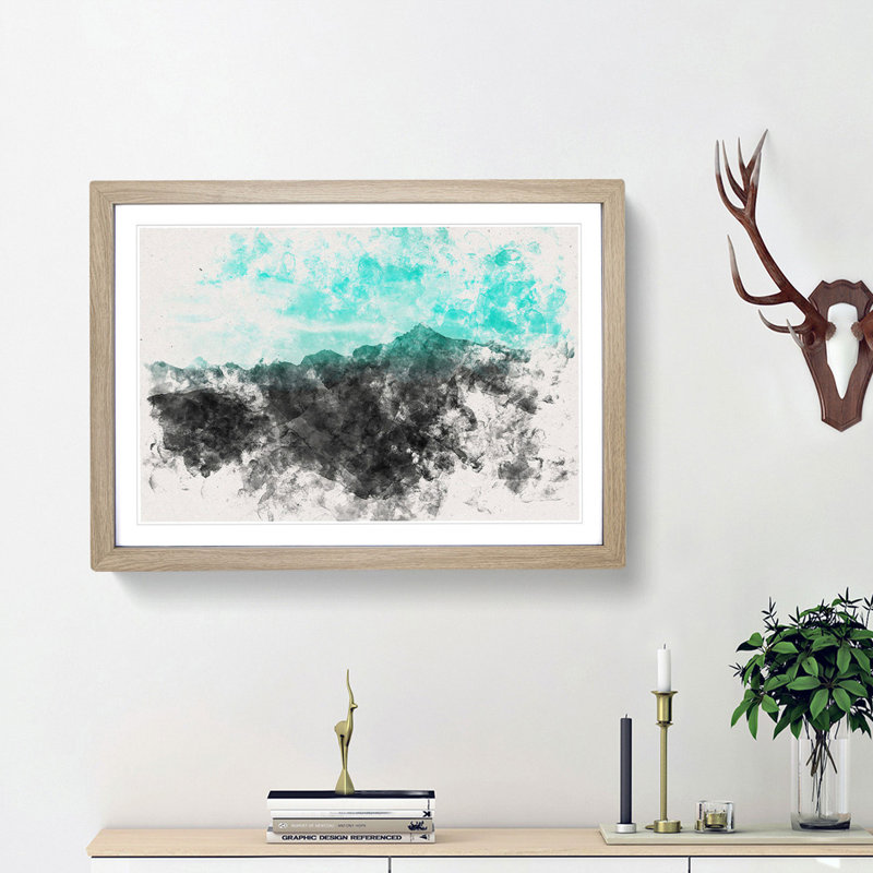 Mint Green Sky - Framed Print, 33cm H x 45cm W x 2cm D, Oak Framed
