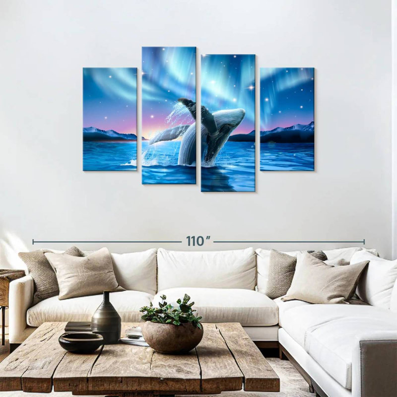 Brampt Whale And The Polaris Lights, 48" H x 75" W