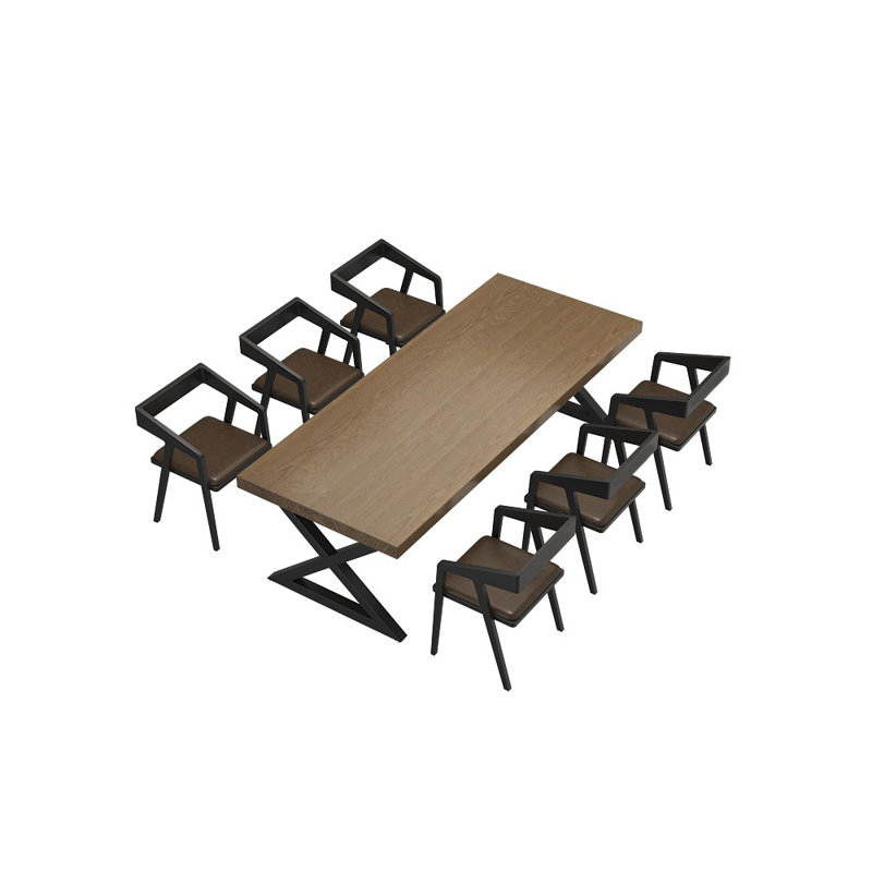 Ensemble de salle à manger décontracté de style industriel L 62,99 po x l 23,62 po, Brun, Noir, Brun / noir