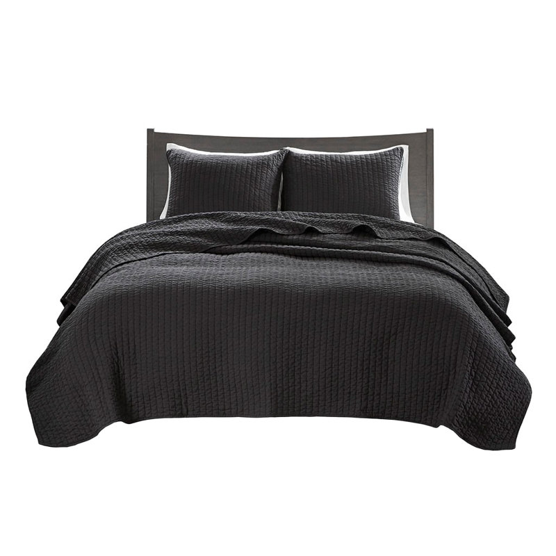 Literie Becker, Courtepointe double / grand et 2 taies décorative, Noir