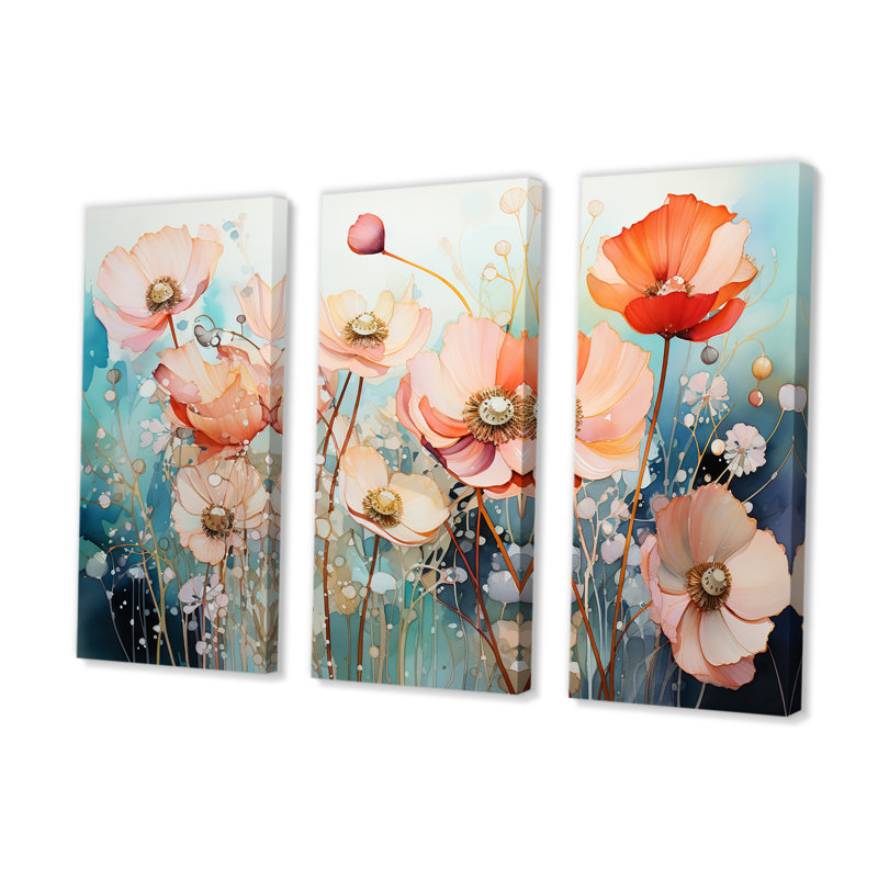 Ensemble de salon Vibrant Floral Oasis Field I - Flower Wall Art, H 28 po x l 36 po x P 1 po