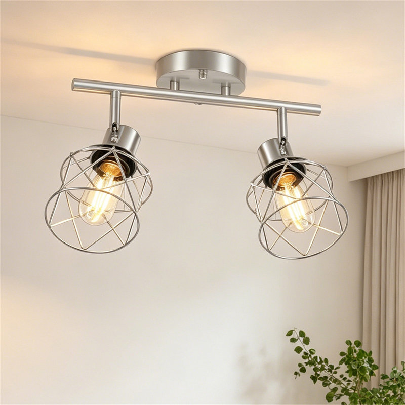 Semi Flush Mount Ceiling Light, Brushed Nickel, 2 Lights