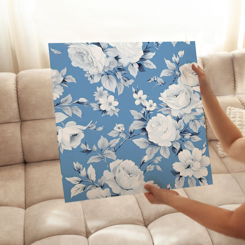 «Floral Winter Blue Flowers», reproduction d'art non encadrée, H 20 po x l 20 po