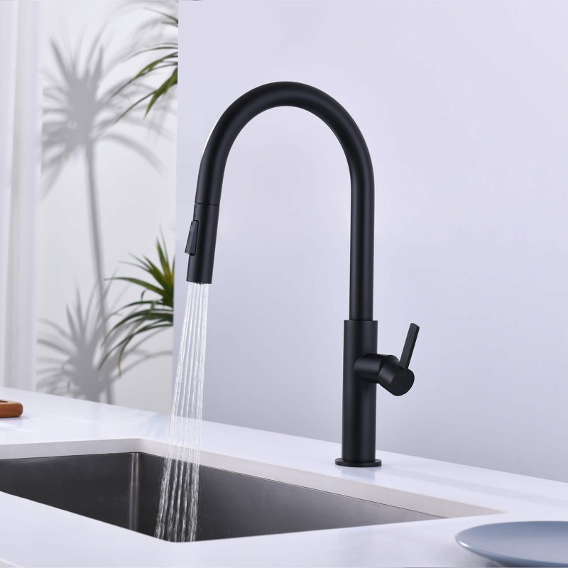 Robinet de cuisine à poignée simple Novo, Noir mat