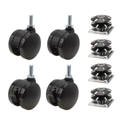 2 in. Black Furniture Swivel Brake Caster for 1-1/2 in. Square