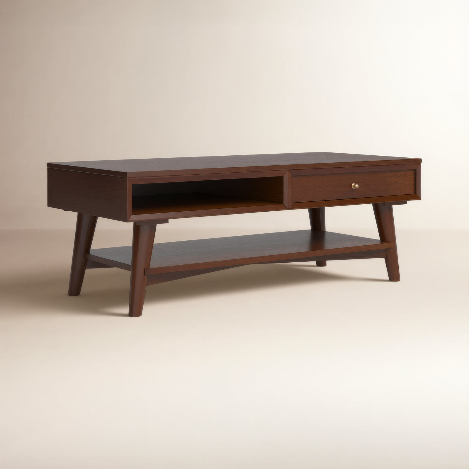 Williams 48" Mahogany Storage Coffee Table, Walnut