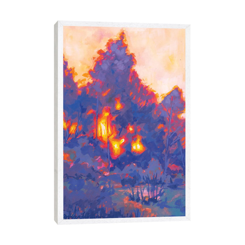 Fiery Sunset Study I by Andrea Fairservice - Painting on Canvas, 66.04 cm H x 45.72 cm W, White Framed