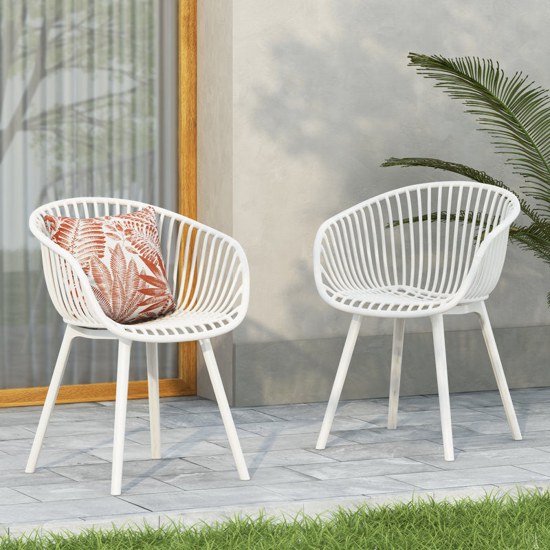Chaises de salle à manger modernes en plastique durable, ensemble de 2 pour espaces extérieurs