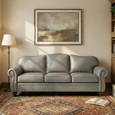 Eugene 81" Traditional Genuine Leather Sofa