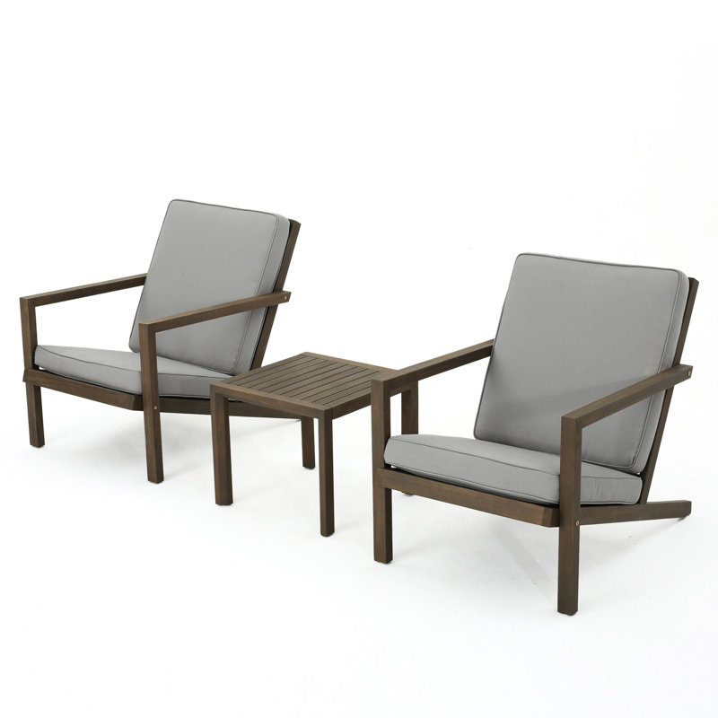 Ensemble de conversation 3 pièces Modern Outdoor - Water - Coussins et structure à patine brune, Gris, Beige
