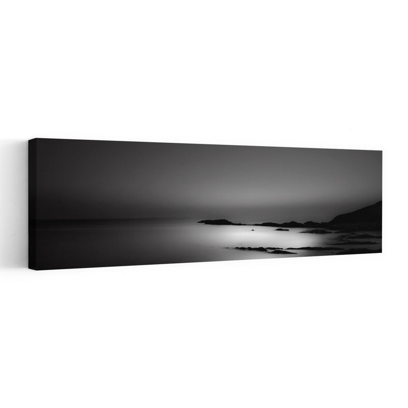«Serene Coastal Mist Dramatic Ethereal Minimalist Coastal Landscape», art mural, H 12 po x l 36 po