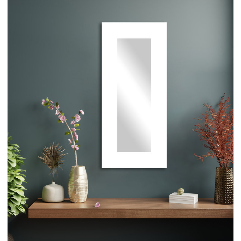 Maci Eileen Engineered Wood Flat Wall Mirror, 18" x 33", Gloss White