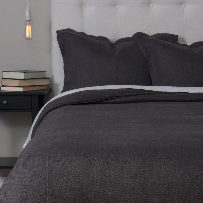 LIAM DUVET COVER, CHARCOAL BLUE, Twin Duvet Cover