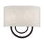 2 Light English Bronze ADA Sconce With Hand Crafted Oatmeal Fabric Shade With White Fabric Inside-611700173