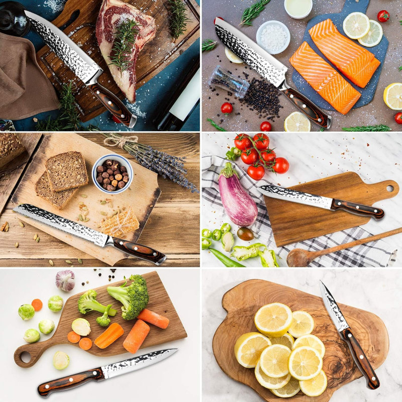 Ensemble de 15 couteaux de cuisine en bois avec bloc
