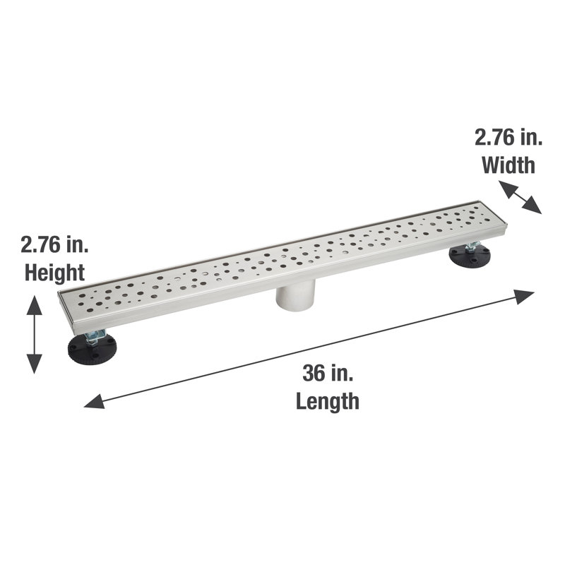 Drain de douche 36 "avec grille à motif de gouttes de pluie, Nickel brossé