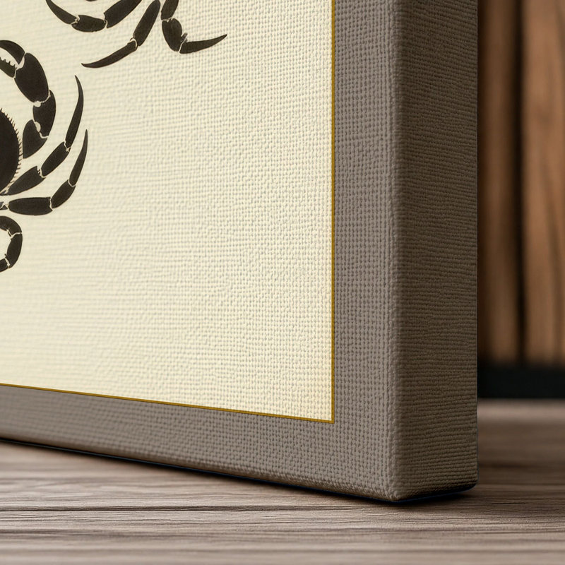 Four Crabs Japandi - Wrapped Canvas, 24x16 - 61.0 x 40.6 cm, Taupe Border